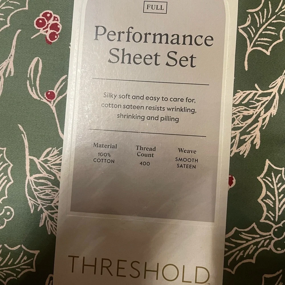 Threshold Full 400 Thread Count Performance Holiday Sheet Set - Green Holly